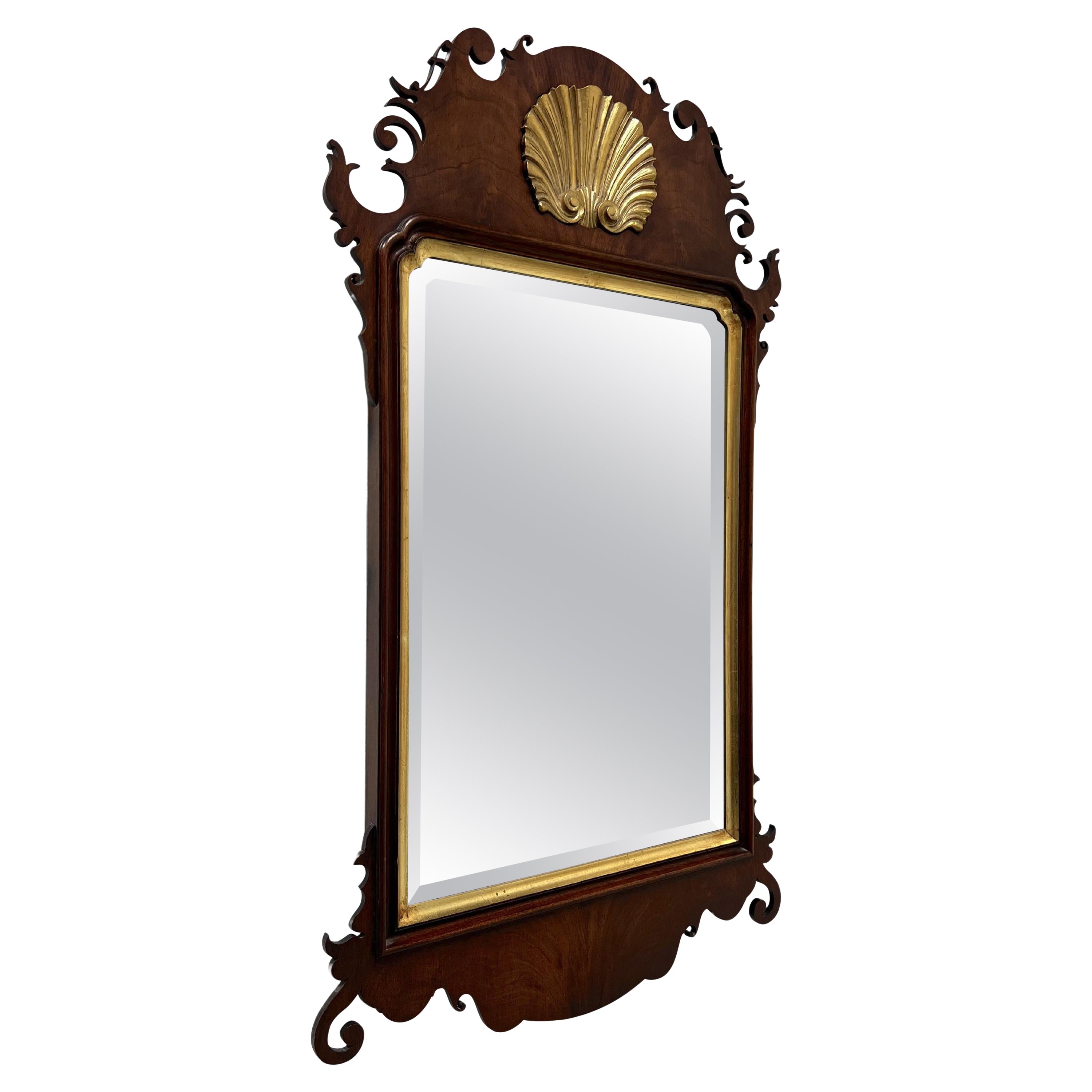 Late 20th Century Mahogany Chippendale Beveled Wall Mirror For Sale