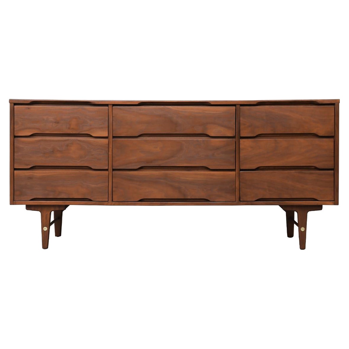 Expertly Restored - Mid-Century Modern Walnut Dresser by Stanley For Sale