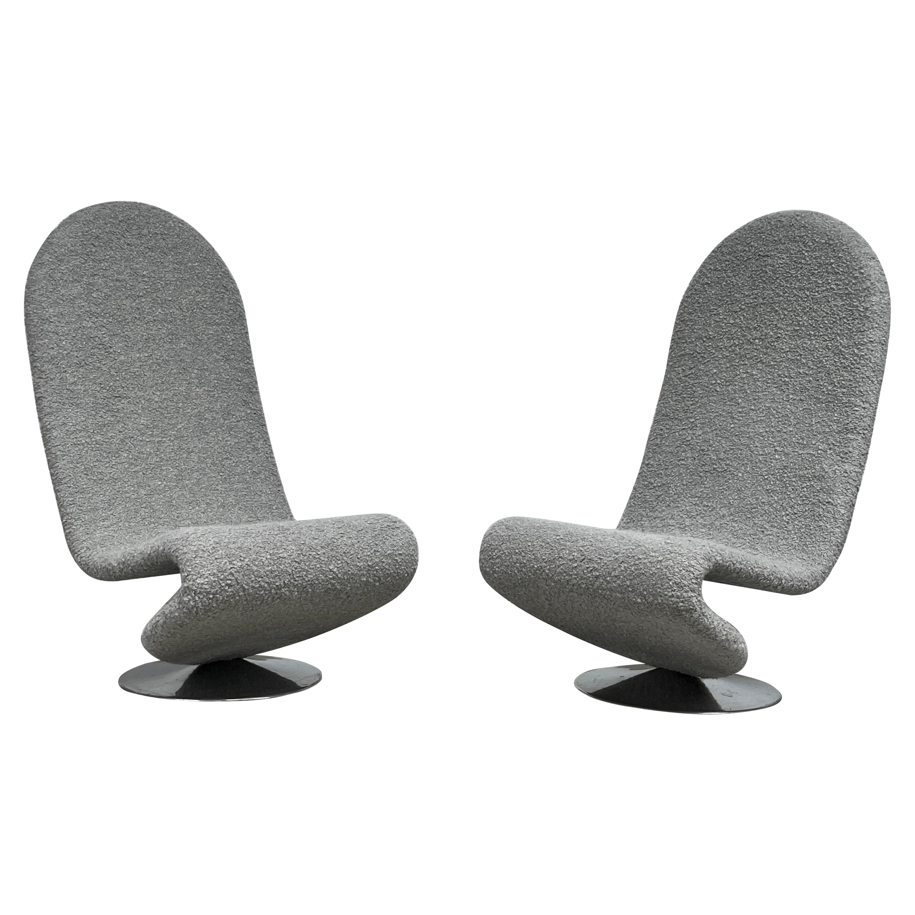 Pair of High Back Lounge Chairs by Verner Panton For Sale
