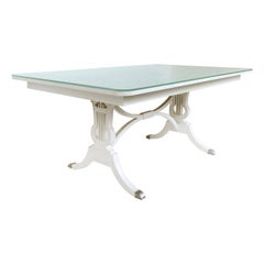 Mid-century RWAY Furniture Company Painted Dining Table, Fitted Glass Top