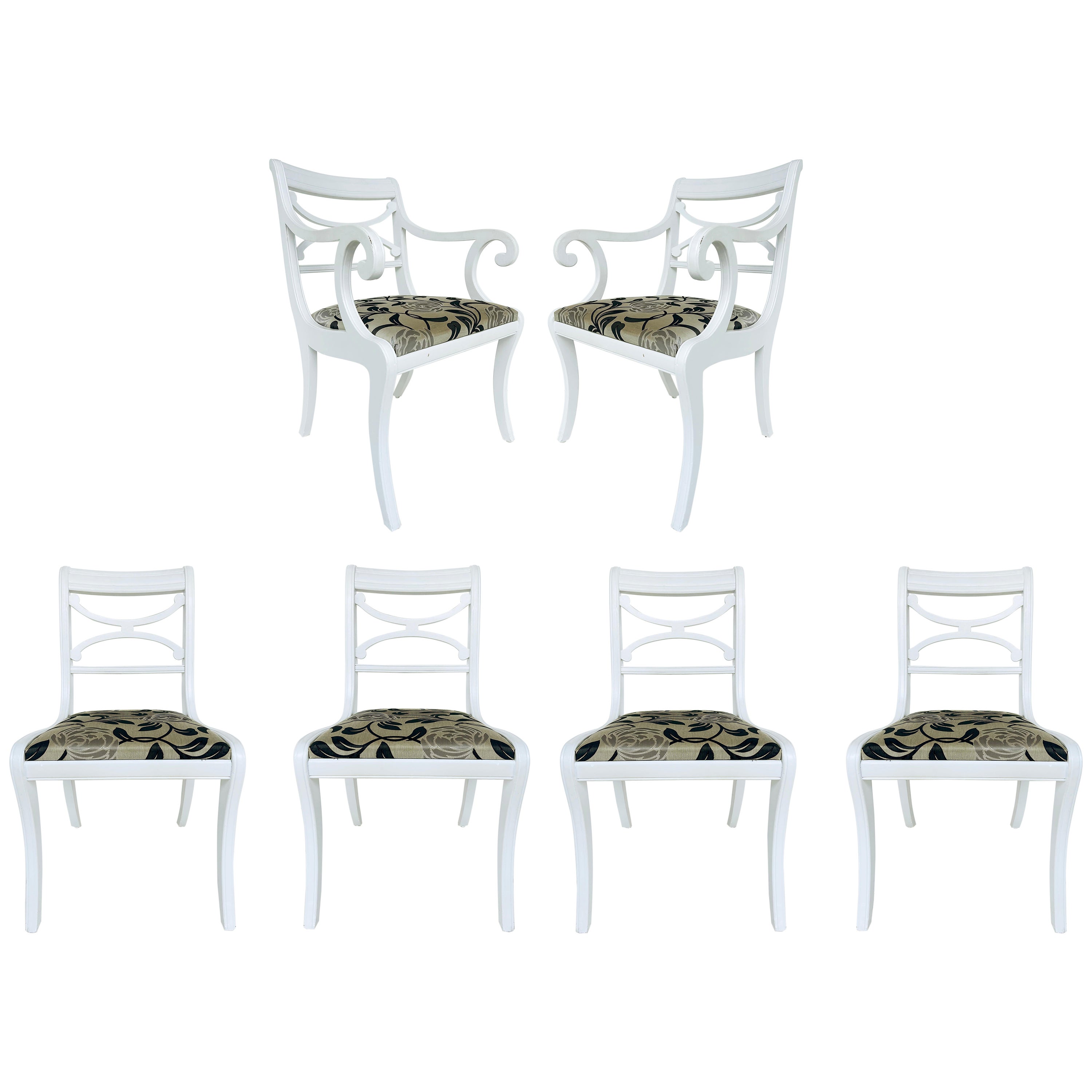 Vintage RWAY Furniture Company Painted Dining Chairs, Set of 6 For Sale