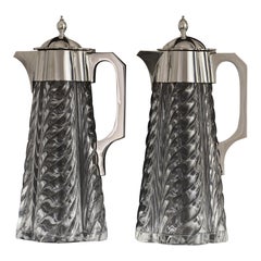 Pair of Victorian silver-mounted glass claret jugs