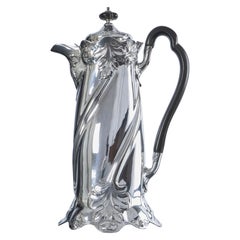 Antique Stylised Art Nouveau silver coffee pot
