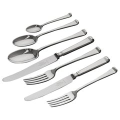 Set of Art Deco style Tudor pattern silver cutlery for 12
