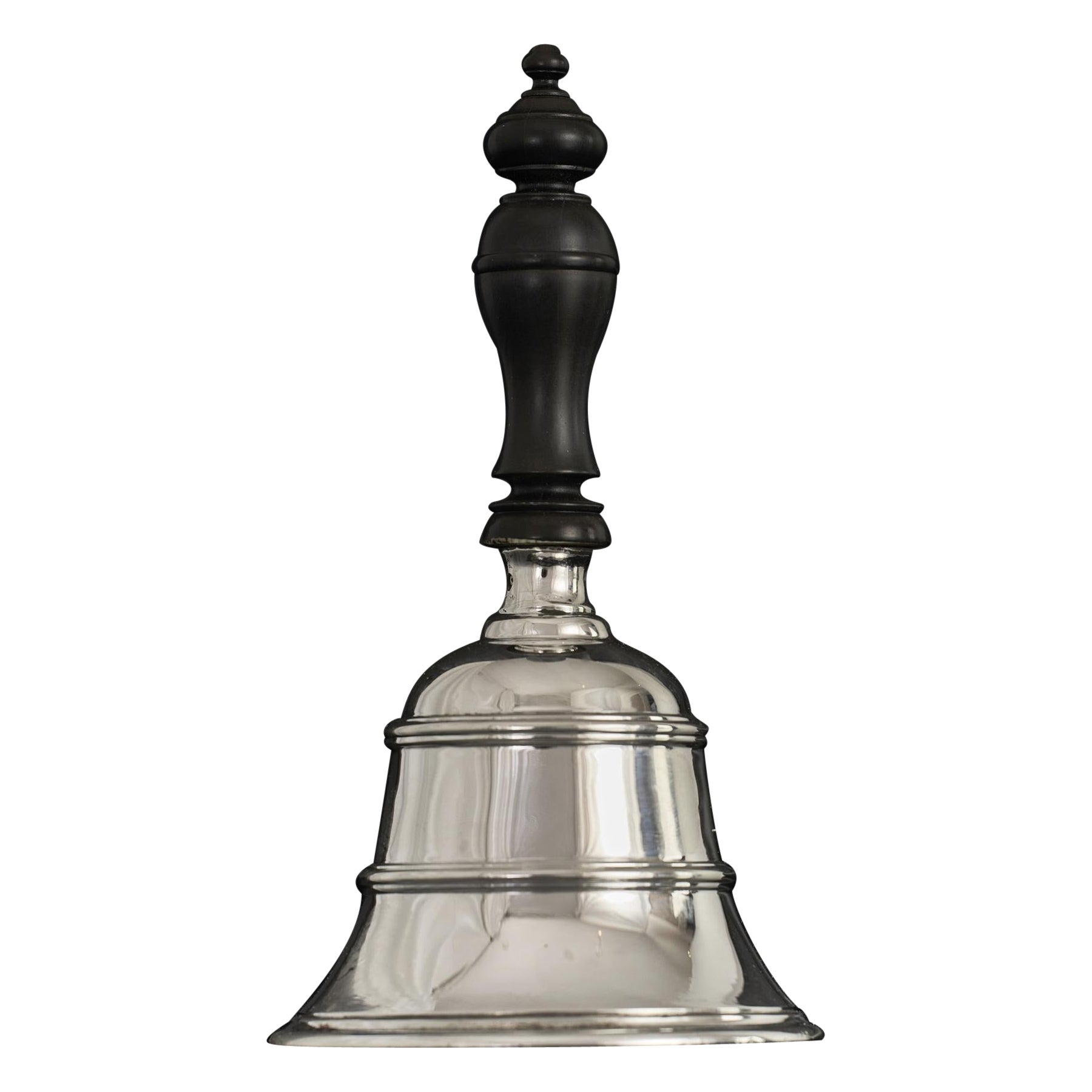 Silver table bell with hardwood handle For Sale