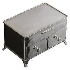 Antique Handmade Edwardian silver jewellery box with drawers