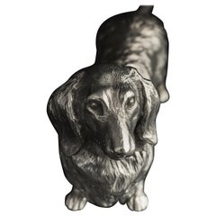 Vintage Silver long-haired dachshund model