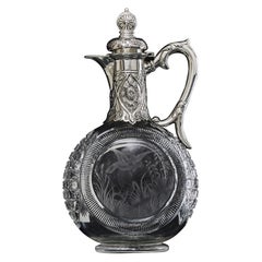 Antique silver & cut-glass claret wine jug