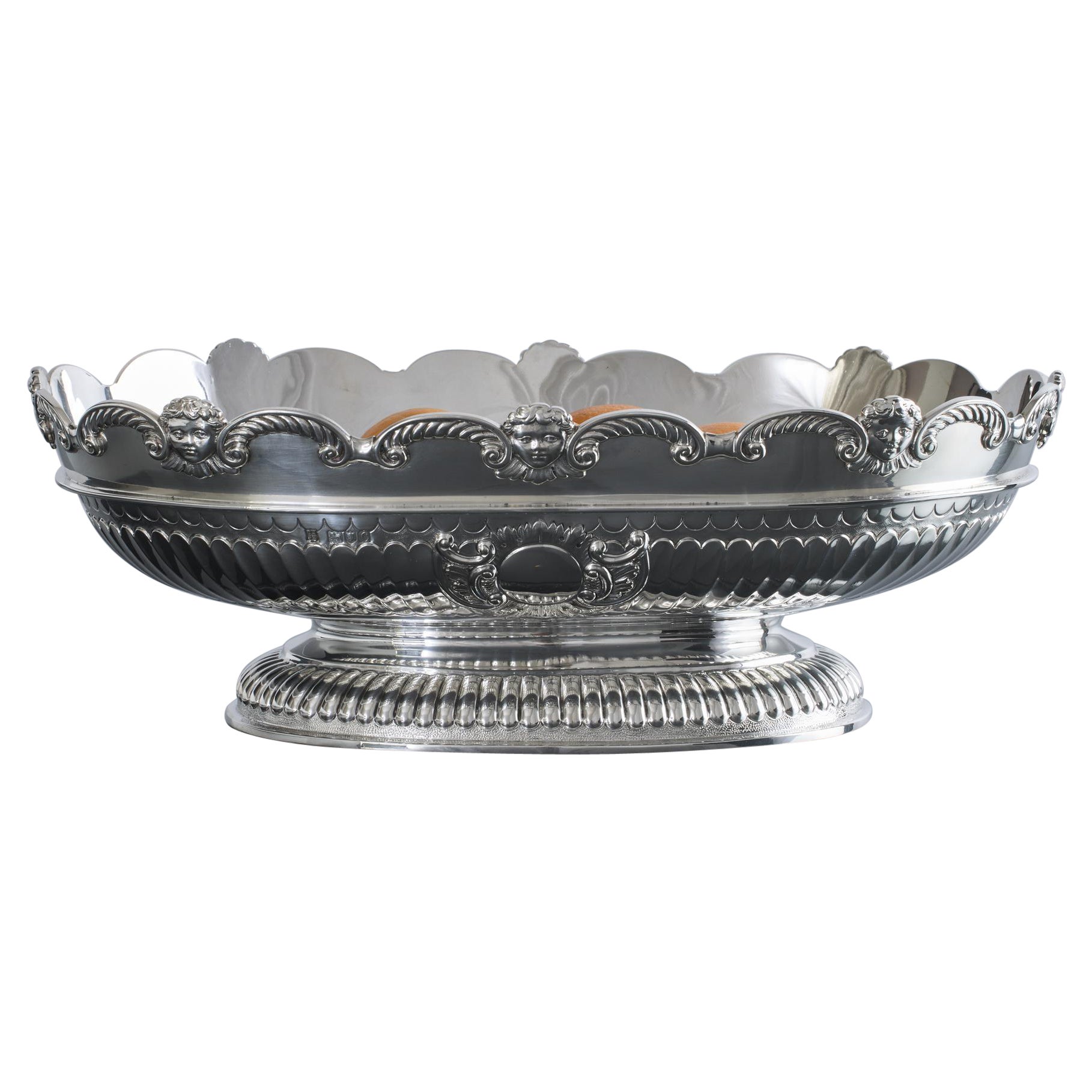 Gran cuenco oval victoriano de plata