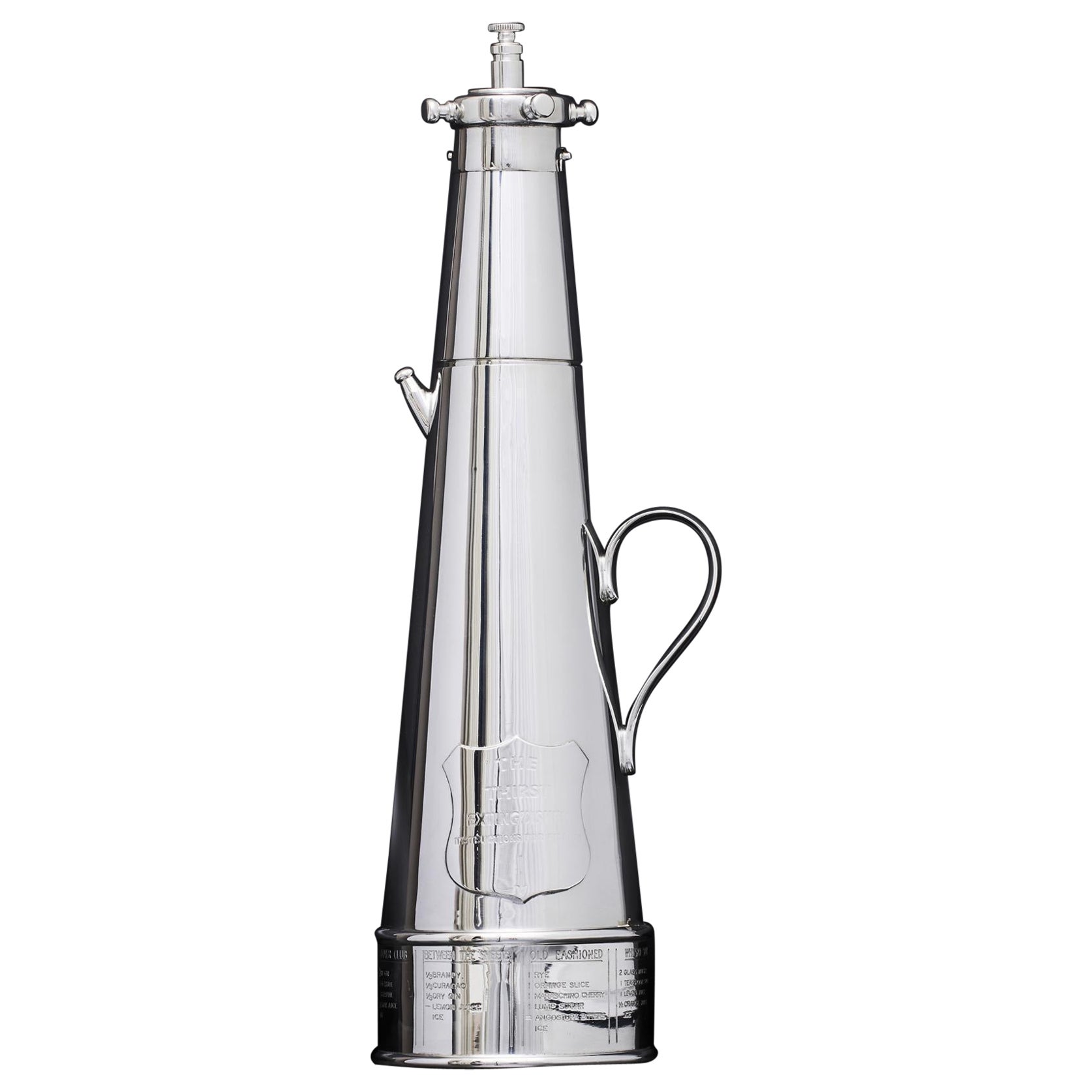 Thirst Extinguisher silver-plated cocktail shaker For Sale