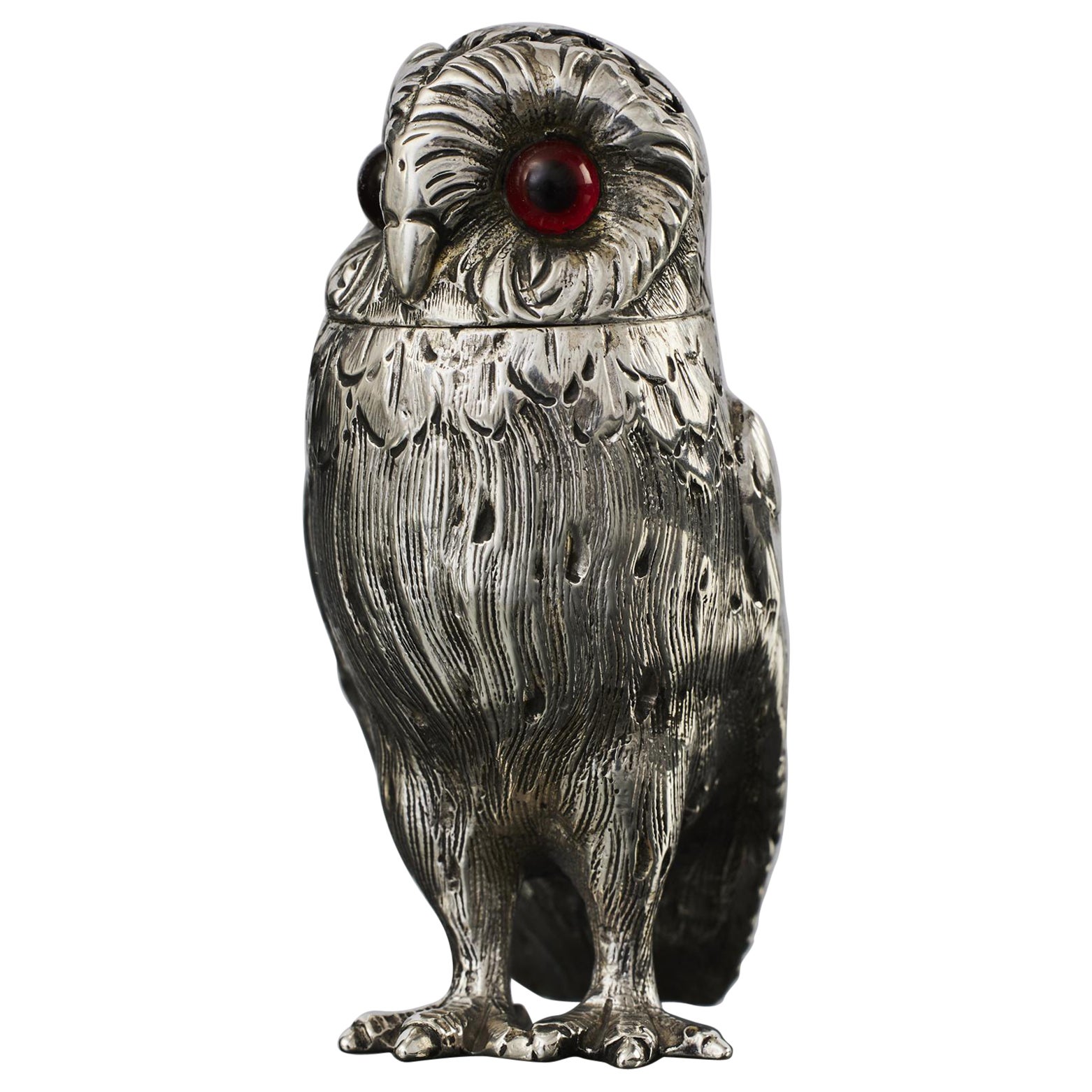 Victorian silver owl pepper caster For Sale