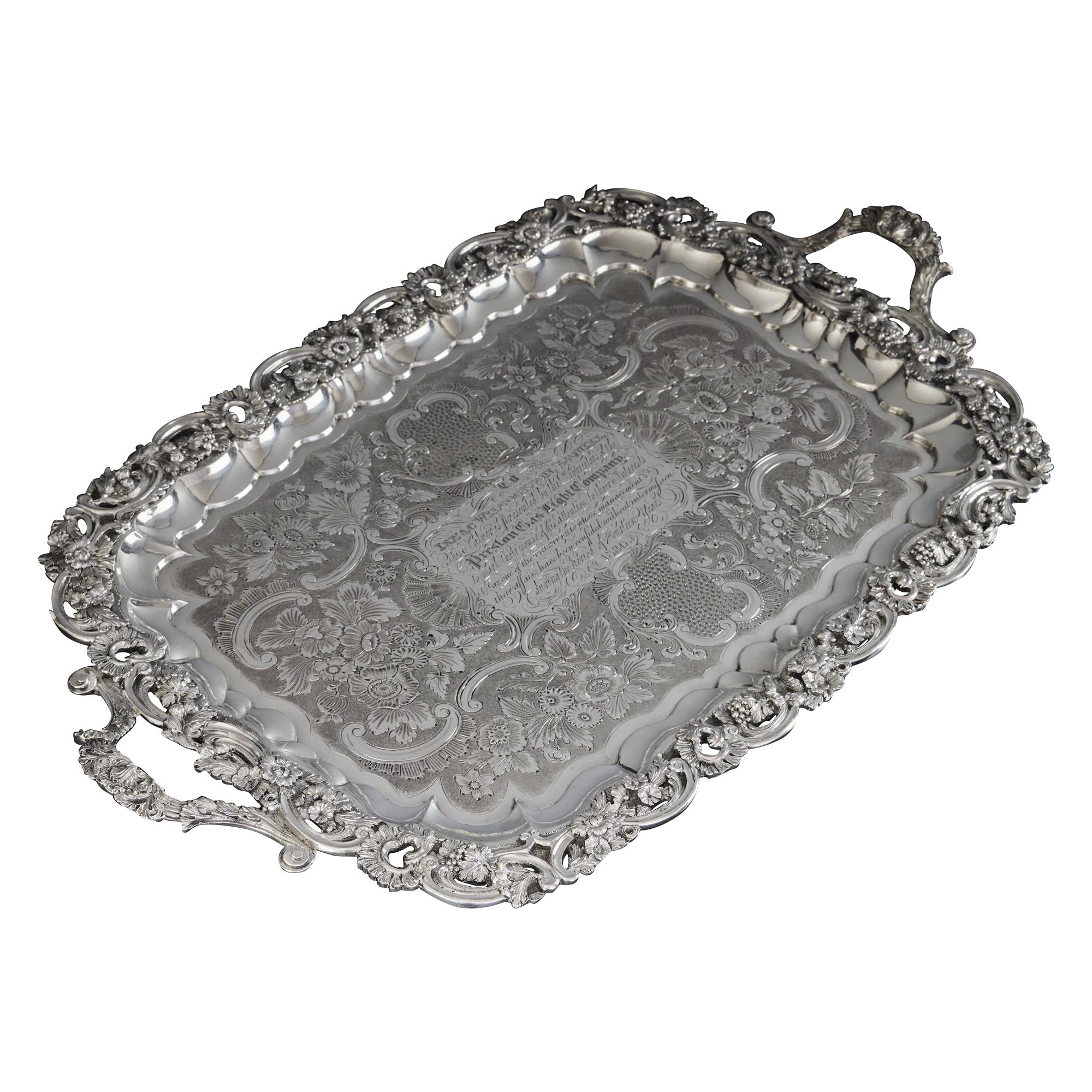 William IV period antique silver serving tray For Sale