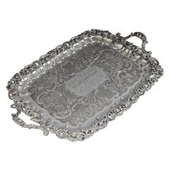 William IV period antique silver serving tray