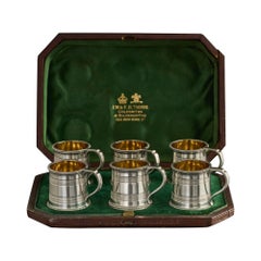 Antique Set of six George III style silver spirit tot mugs