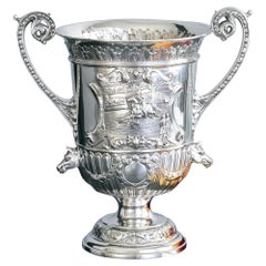 Antique Unusual Victorian silver equestrian trophy vase