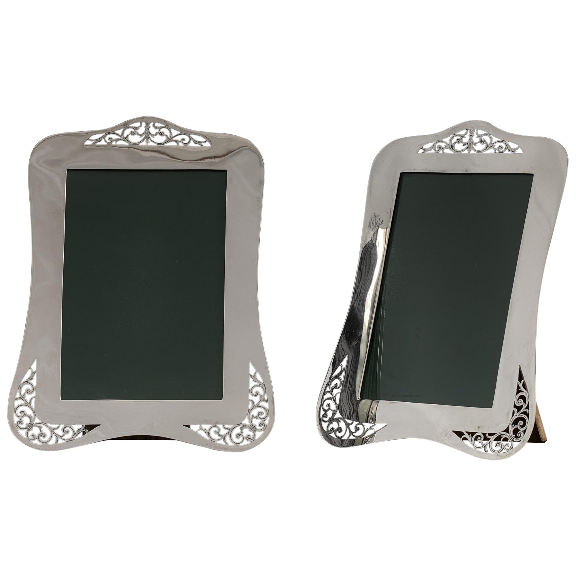Pair of antique silver photograph frames For Sale