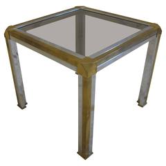 Italian Brass Chrome and Glass Side Table 5