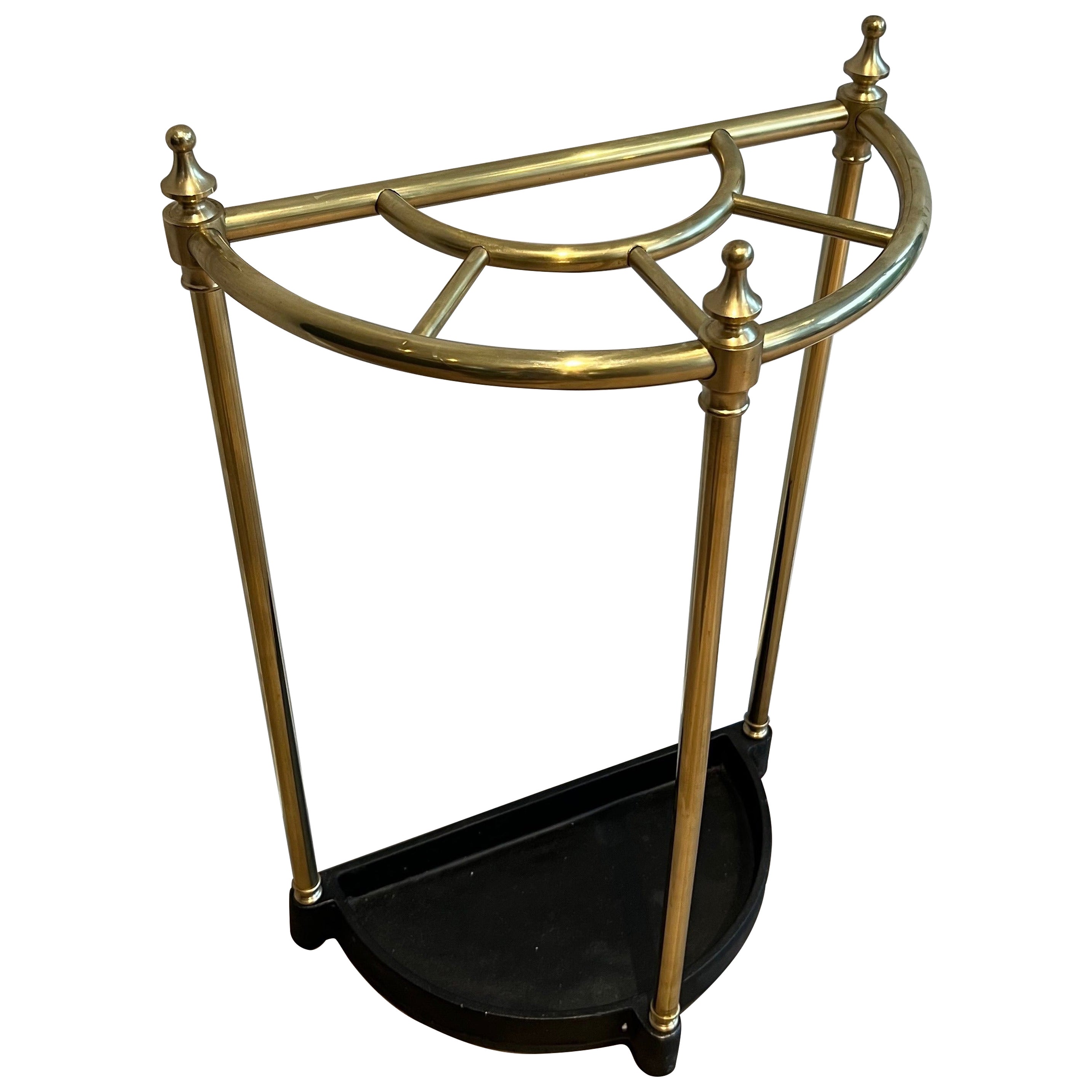 Rounded Brass Umbrella Stand For Sale