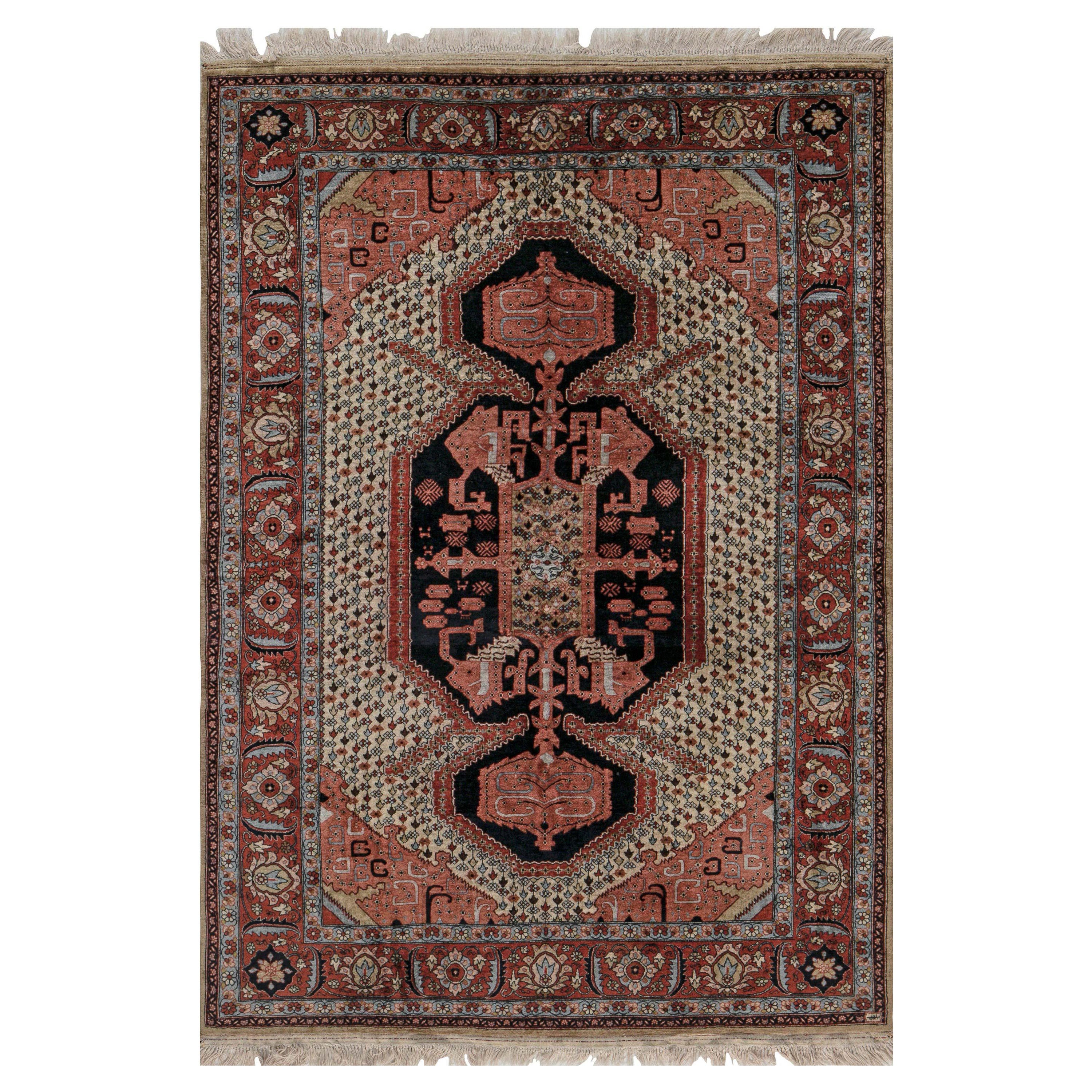 Authentique tapis persan Tabriz en soie fait à la main en vente