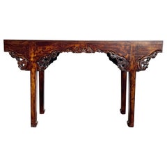 Vintage Chinoiserie Hand Carved Dragon Altar/Console Table