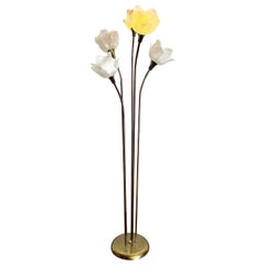 Vintage Art Deco Gold and Flower Shade Floor Lamp - 5 Lights