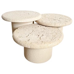 Tables gigognes postmodernes en faux corail champignon - Lot de 3