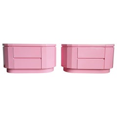 Vintage Postmodern Pink Oversized Nightstands - a Pair
