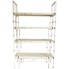 Used Boho Off White Metal and Wood Etagere
