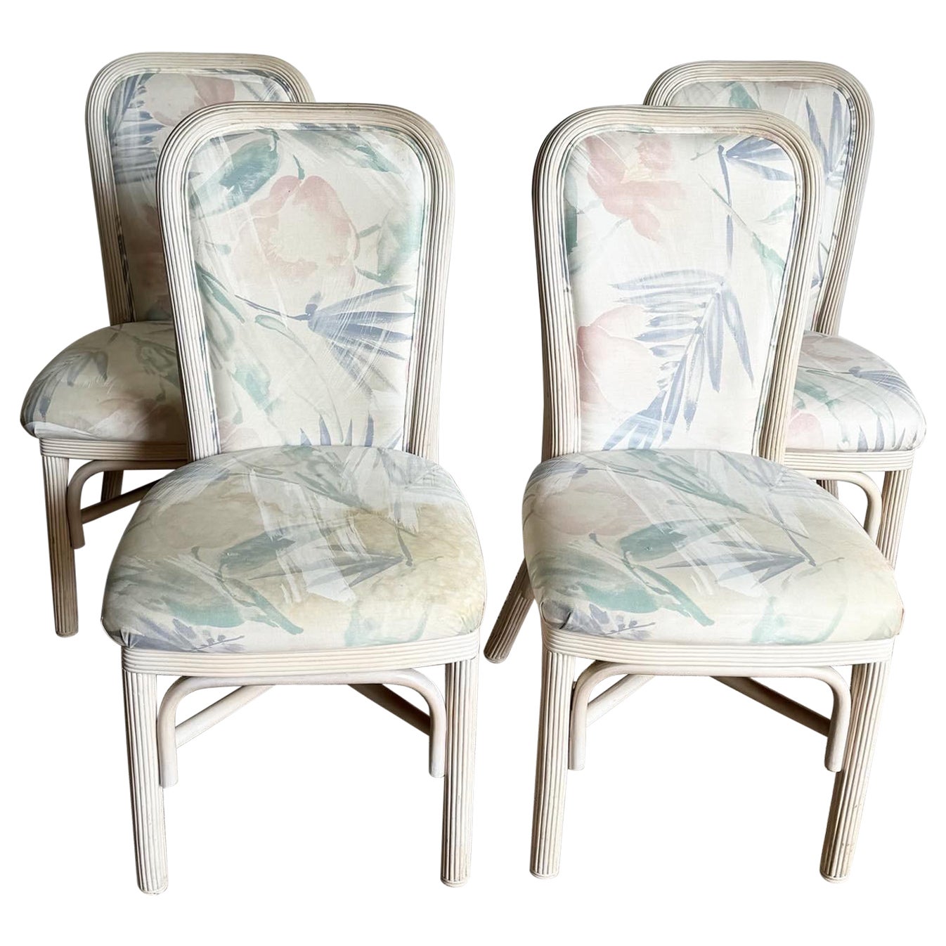 Boho Chic Pencil Reed Dining Chairs - Set of 4