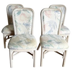 Vintage Boho Chic Pencil Reed Dining Chairs - Set of 4