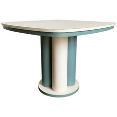 Retro Postmodern Teal and White Laminate Dining Table