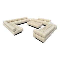 Deep Tuft Sectional Sofa With Triangular Side Tables by Harvey Probber, 7 Pieces
