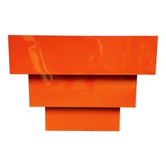 Vintage Postmodern Stacked Orange Lacquer Laminate Coffee Table