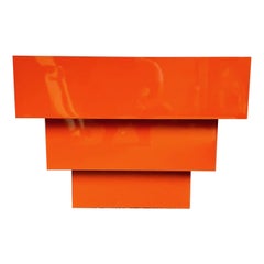 Retro Postmodern Stacked Orange Lacquer Laminate Coffee Table