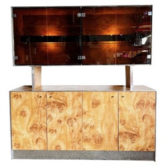 Vintage Mid Century Modern Credenza Hutch Display Cabinet Dry Bar