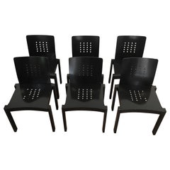 Thonet, Set of 6 Rare Design Black Wood Chairs
