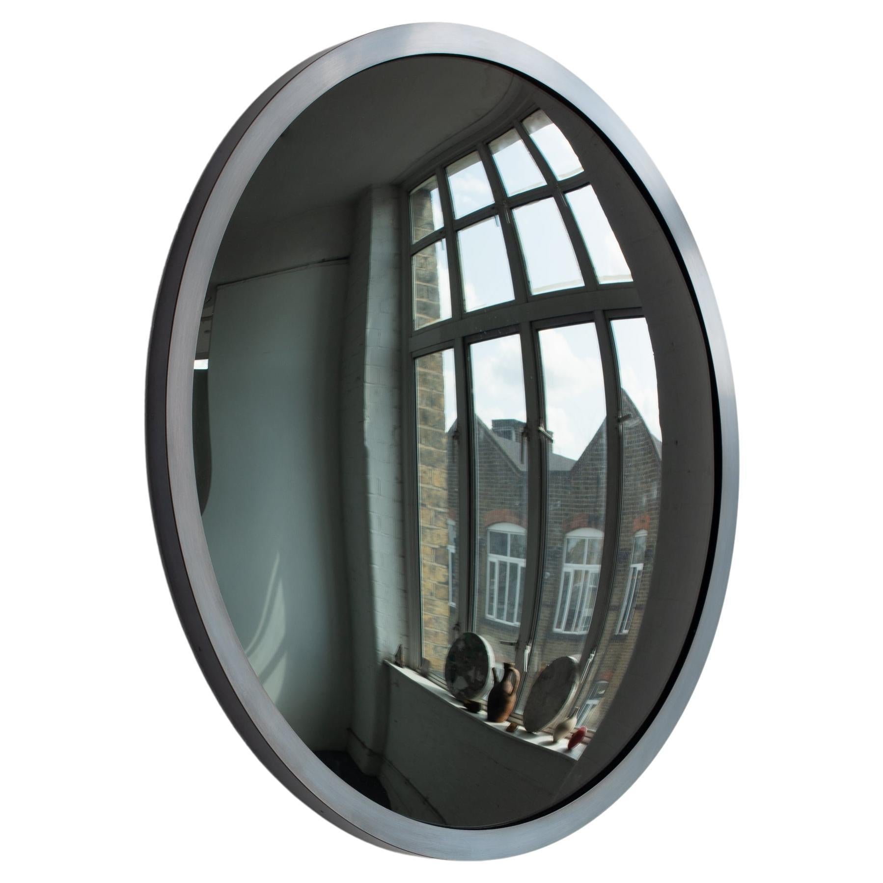 In Stock Orbis Round Black Tinted Convex Mirror, Blackened Metal Frame, Large For Sale