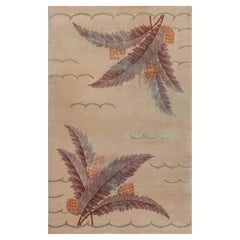 Vintage French Art Deco Pine-Cone Handmade Wool Rug