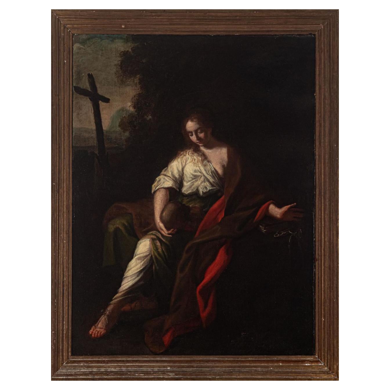 Naples School of the 17th Century Circle Andrea Vaccaro "Magdalene" For Sale