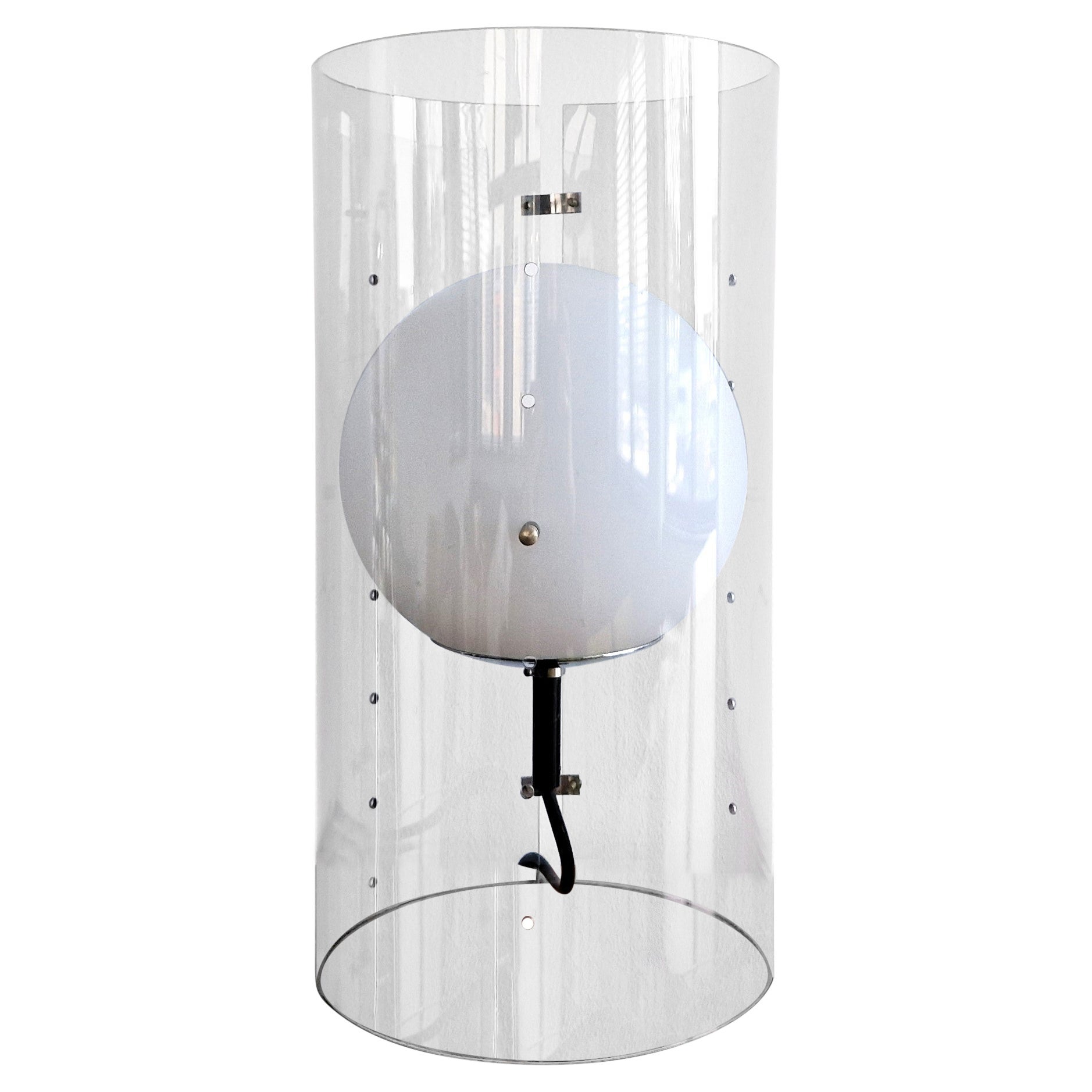 Model D-2045 Cylindrical table lamp with globe for Raak Amsterdam, The Netherlan For Sale