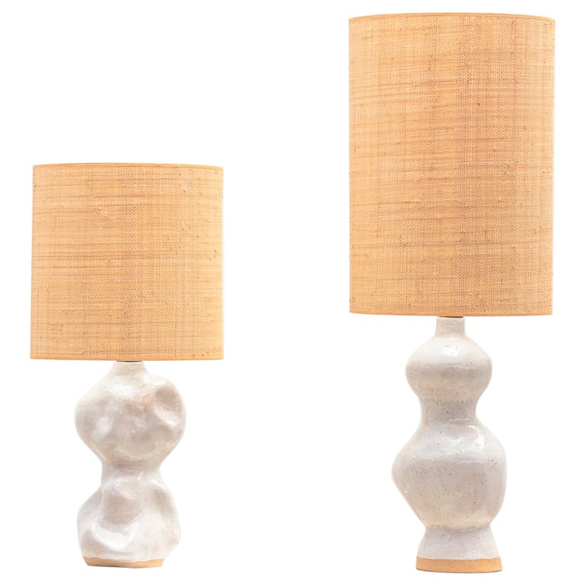 Pair of ceramic table lamps by Aliette Vliers, Belgium