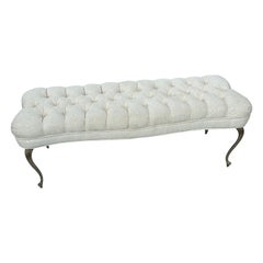 Vintage Rococo Tufted Bench with brass Legs 