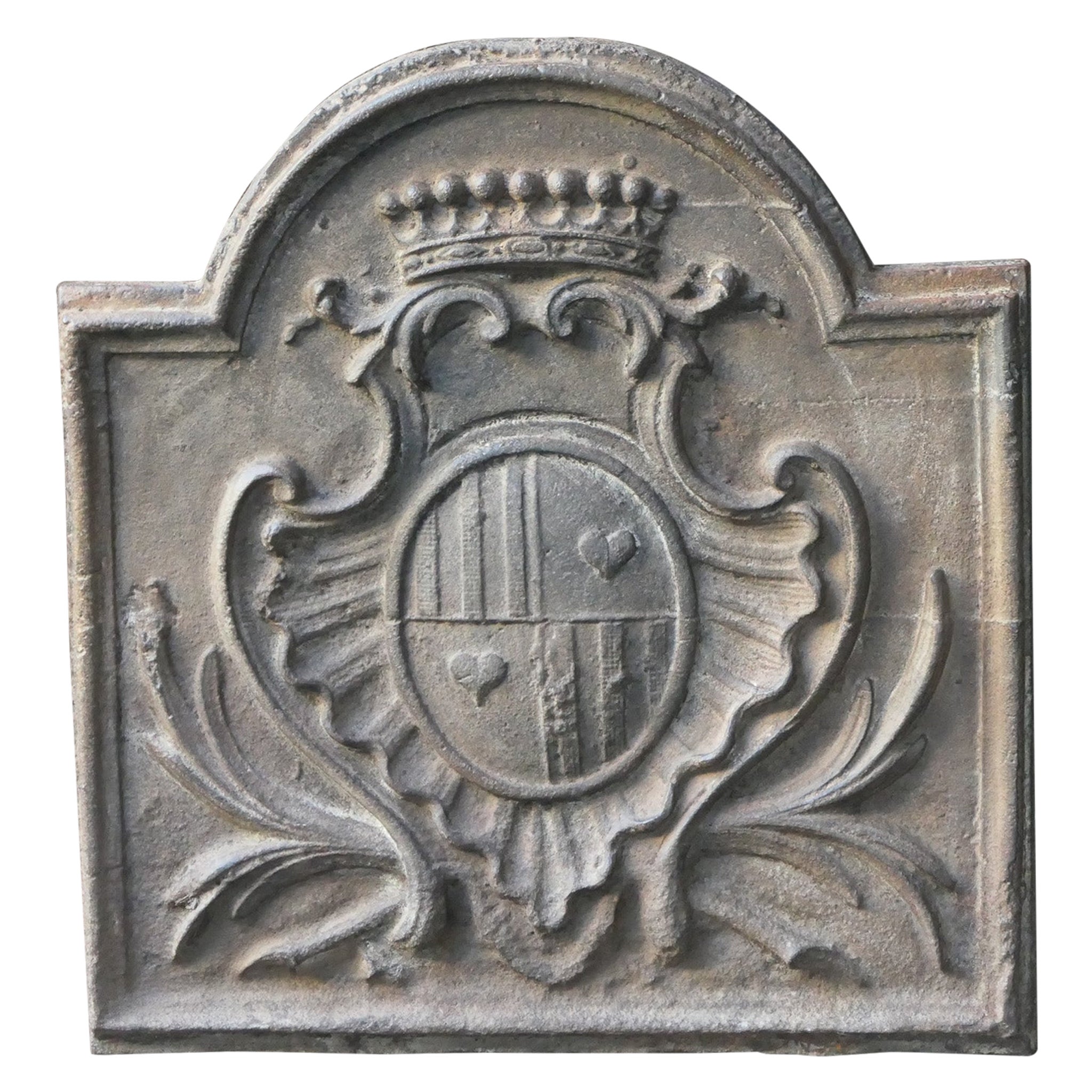 Antique French Louis XV Period 'Arms of France' Fireback / Backsplash For Sale