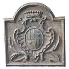 Plaque de cheminée française ancienne d'époque Louis XV « Arms of France »