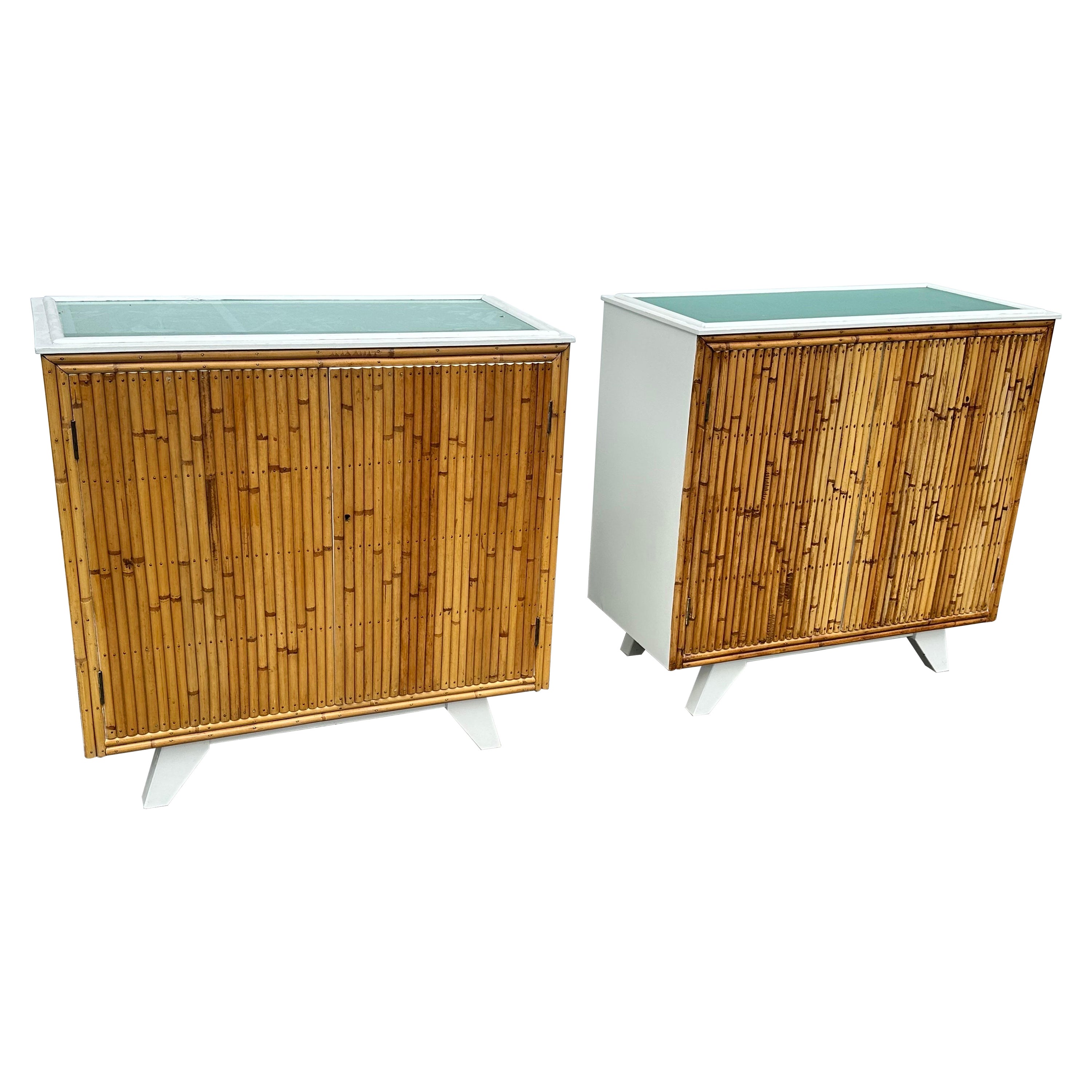 Pair of Angraves English Bamboo Cabinets  For Sale