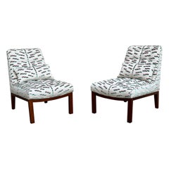 Used Edward Wormley for Dunbar Slipper Chairs, A Pair in Dedar Milano Fabric