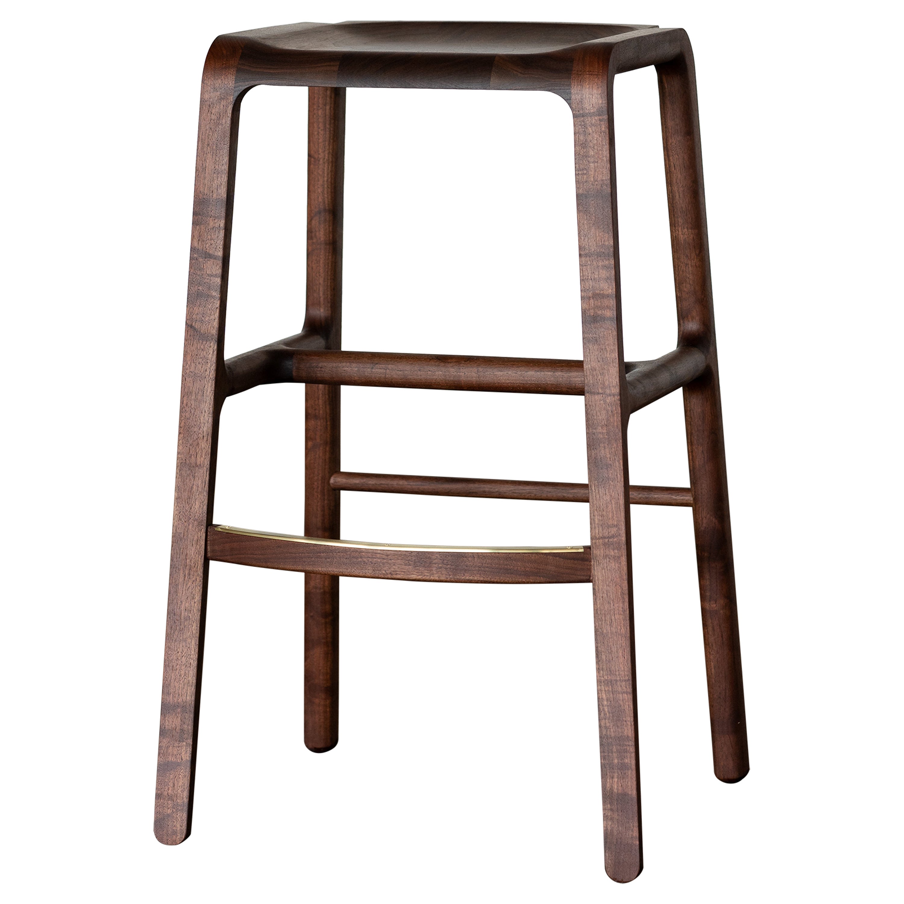 Sylvia Bar Height Stool with Brass Footrest  For Sale