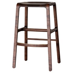 Sylvia Counter Height Stool in Black Walnut with Brass Footrest