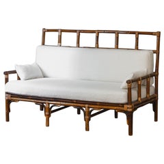 High backrest Bamboo Bench with leather ligatures, Edizioni Molto 