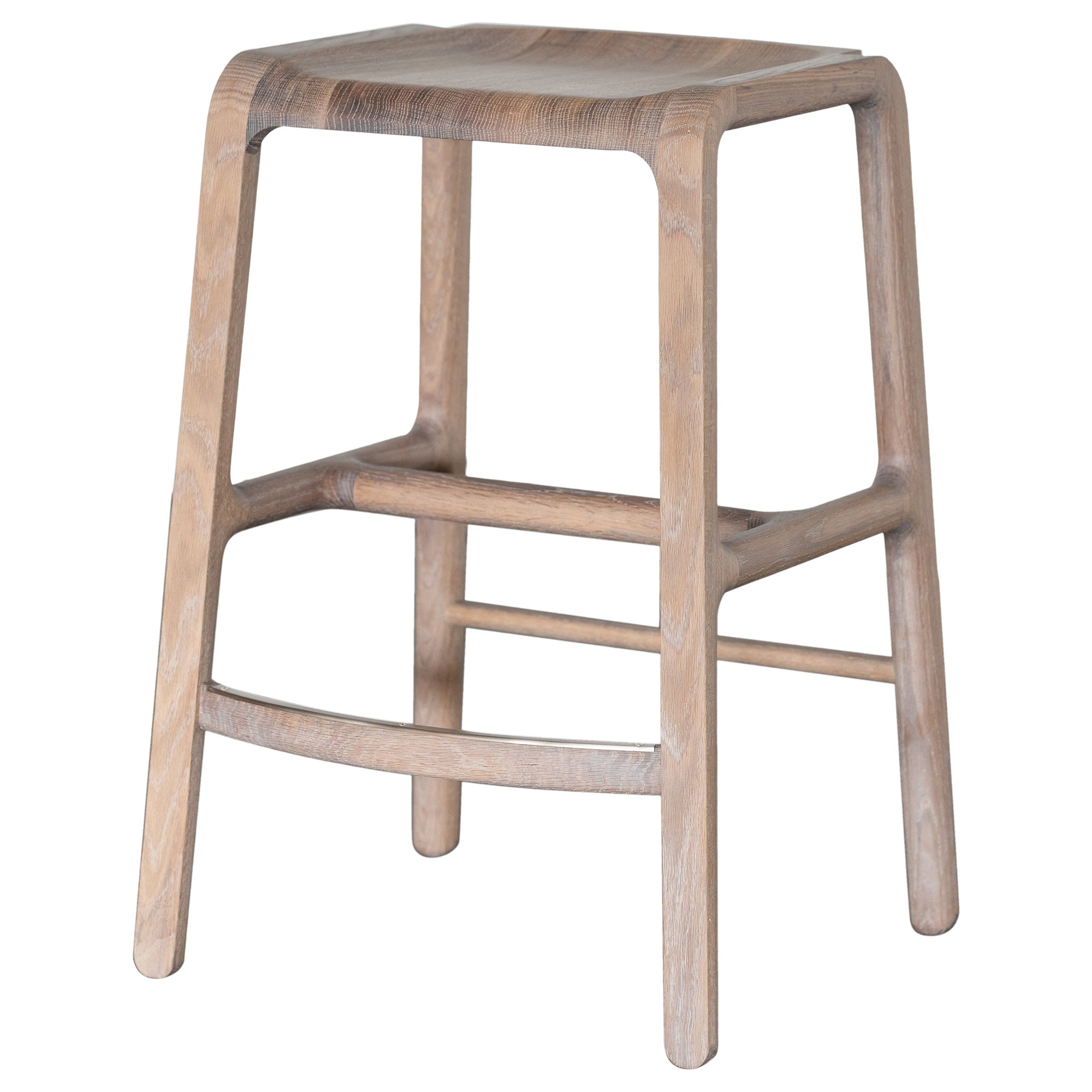 Sylvia Counter Height Stool with Brass Footrest For Sale